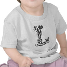 Monogram Letter L in Black Tee Shirt
