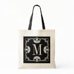 Monogram Letter M Black and White Design Totebag
