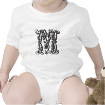 Monogram Letter M in Black T Shirt