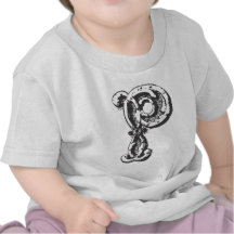 Monogram Letter P in Black Tshirt