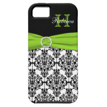 Monogram Lime Black White Damask iPhone 5 Vibe