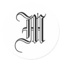 Monogram M Sticker Black White Old English