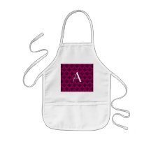 Monogram Magenta pink damask Aprons