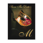 Monogram Masqurade Mask Save The Date Postcard