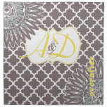 Monogram Modern Flower Moroccan Tile Damask Cloth Napkins