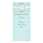 Monogram Names Wedding Menu Cards Blue Full Color Rack Card