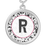 Monogram Necklace - Black Paint Splatter