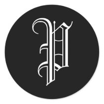 Monogram P Sticker Old English Style Black White