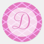 monogram pattern round sticker