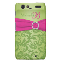 Monogram Pink and Green Damask Motorola RAZR Droid RAZR Cover