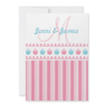 Monogram Pink Blue Cupcake Wedding Invite invitations