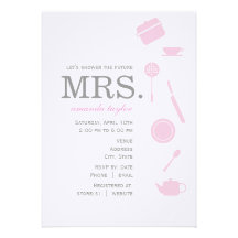 Monogram Pink  Bridal Shower Invitations