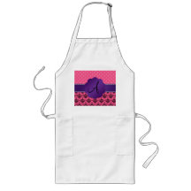 Monogram pink damask and diamonds apron