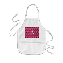 Monogram pink damask aprons