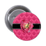 Monogram pink damask pink rose