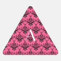 Monogram pink damask sticker
