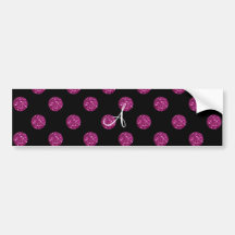 Monogram pink glitter polka dots bumper sticker