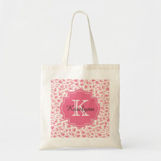 Monogram Pink Leopard Print Custom Tote Bag