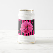 Monogram pink peony zebra stripes coffee mugs