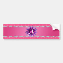 Monogram pink polka dots purple daisy bumper sticker