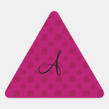 Monogram pink roses triangle stickers