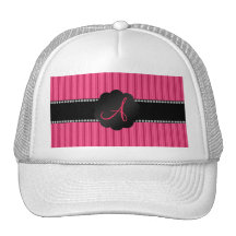 Monogram pink stripes hats