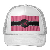 Monogram pink stripes hats