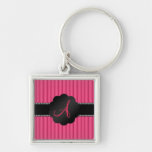 Monogram pink stripes key chains