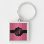 Monogram pink stripes key chains