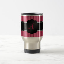 Monogram pink stripes mug