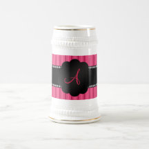 Monogram pink stripes mug