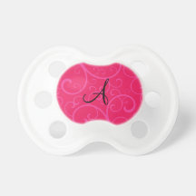 Monogram pink swirls baby pacifiers