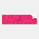 Monogram pink swirls bumper sticker