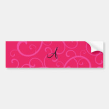 Monogram pink swirls bumper sticker