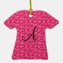 Monogram pink swirls christmas ornament