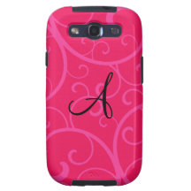 Monogram pink swirls galaxy s3 cover