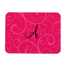 Monogram pink swirls magnets