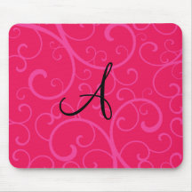 Monogram pink swirls mousepad