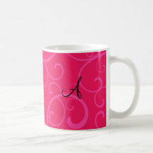 Monogram pink swirls mug