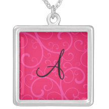 Monogram pink swirls personalised necklace