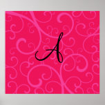 Monogram pink swirls print