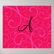 Monogram pink swirls print