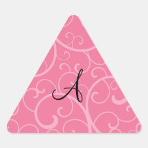 Monogram pink swirls stickers