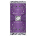 Monogram Purple and Silver Floral Menu Card rack cards