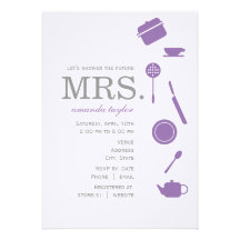 Monogram Purple  Bridal Shower Invitations