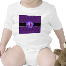 Monogram purple damask purple rose bodysuit