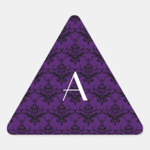 Monogram purple damask sticker