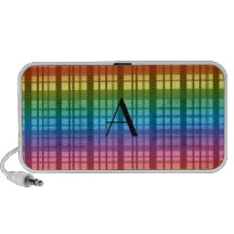 Monogram rainbow plaid mini speakers