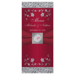 Monogram Red and Silver Floral Menu Card Customised Rack Card
