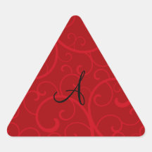 Monogram red swirls triangle sticker